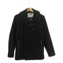 SCHOTT / ショット × MEN 039 S BIGI U.S.740N PEA JACKET / レザー切替 ウール ピーコート / 総裏地 36 ブラック メンズ