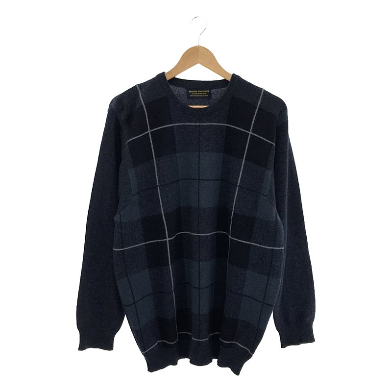 BROOKS BROTHERS / ブルックスブラザーズ | アンゴラ混 クルーネックニット | M | ネイビー/ブルー/ホワイト | メンズ