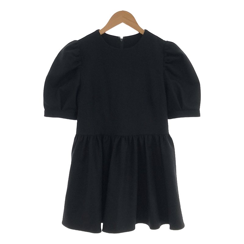 yViz BORDERS at BALCONY / {[_[YAbgoRj[ | PUFF-SLEEVE PEPLUM TOP / ptX[u yv MU[gbvX | 36 | black | fB[X