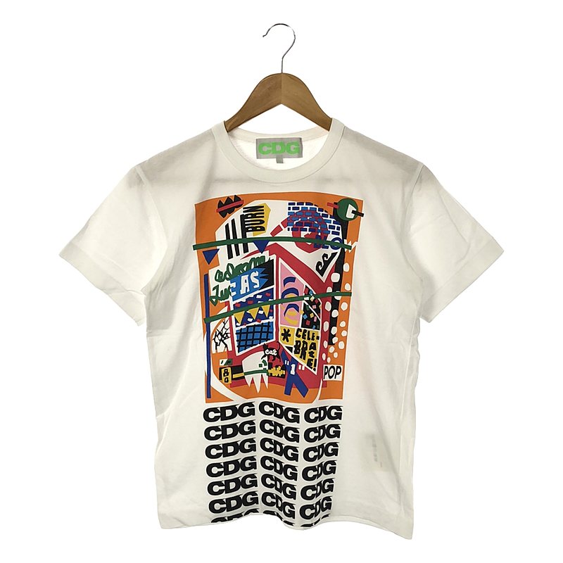 COMME des GARCONS / コムデギャルソン | 2018SS | × Adam Lucas BREAKING NEWS プリントTシャツ | S | ホワイト | レディース