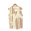 【新品】 OLUBIYI THOMAS / オルヴィトーマス | 2023SS | train driver vest パッチワーク ストライプ 異素材切替 ベ...