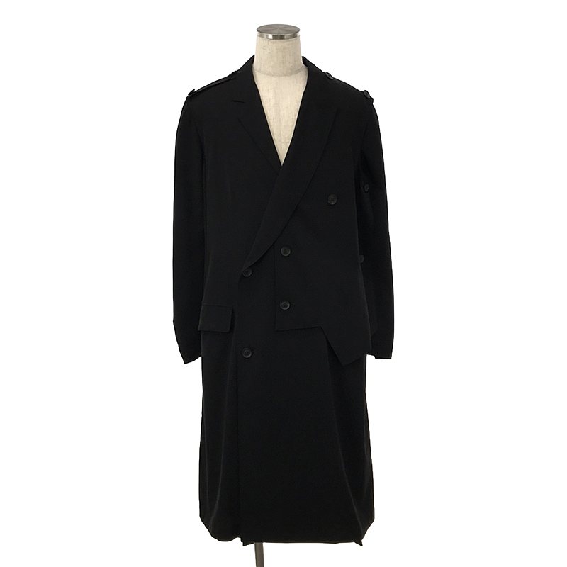 【美品】 YOHJI YAMAMOTO POUR HOMME / ヨウジヤマモトプールオム | トリアセテート 変形 シングル オーバーコート | 3 | ブラック | メンズ
