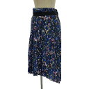 【美品】 BALENCIAGA / バレンシアガ | 総柄 バックロゴ アシンメトリー サイドジップ プリーツ スカート | 36 | ブルー | レディース(4)