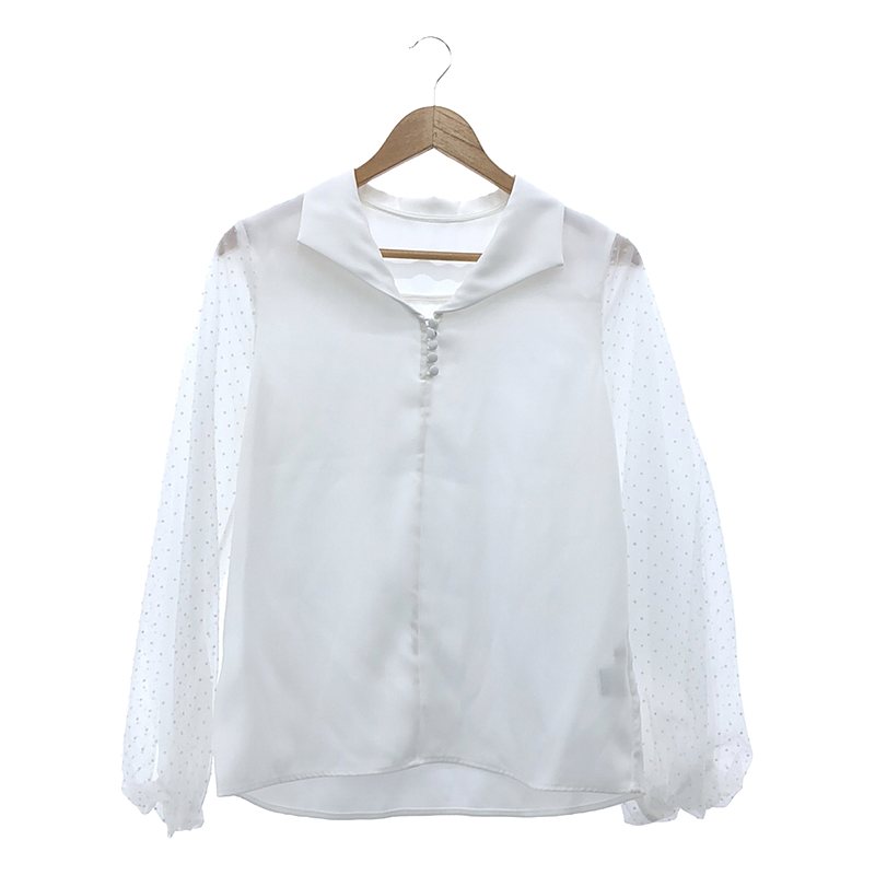 【美品】 JENNE / ジェンヌ | 2022SS | ドットチュールスリーブブラウス | L | ホワイト | レディース