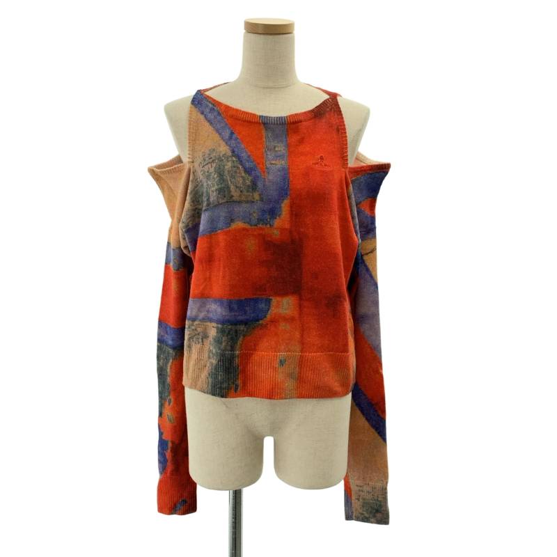 VIVIENNE WESTWOOD RED LABEL / ヴィヴィアンウエストウッドレッドレーベル | ユニオンジャック オフショルダー ニット | 00 | マルチカラー | レディース