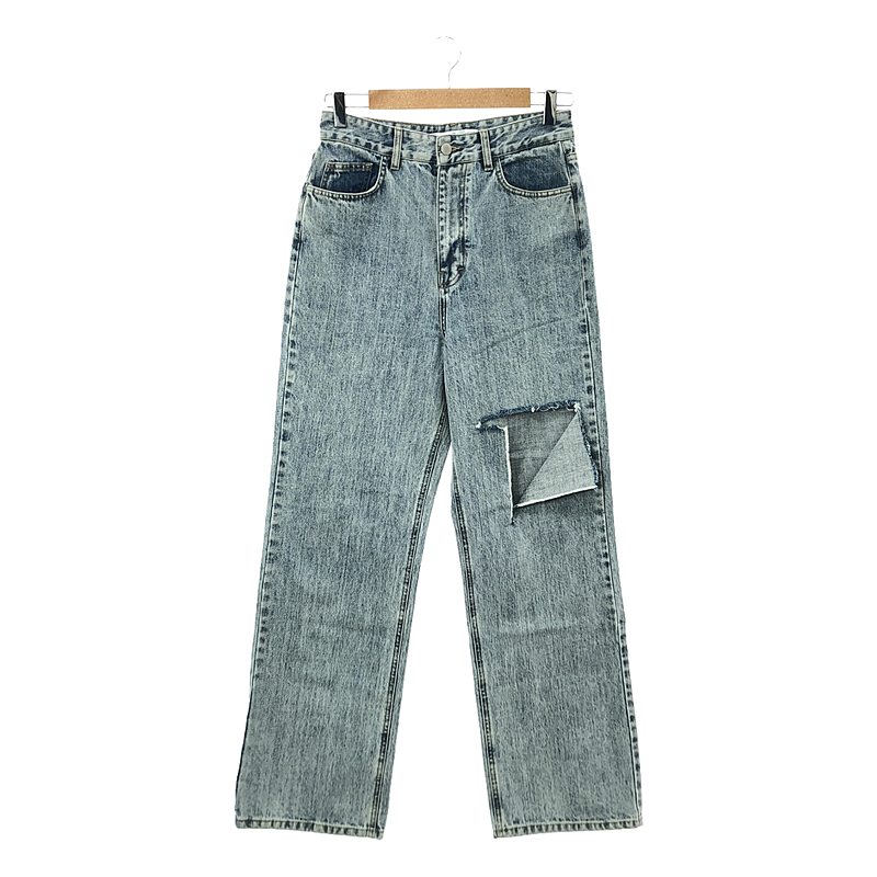 Rokh / ロック | Denim Pants / R1CA54 ダメージ加工 レザーパッチ デニムパンツ | 36 | インディゴ | レディースのサムネイル
