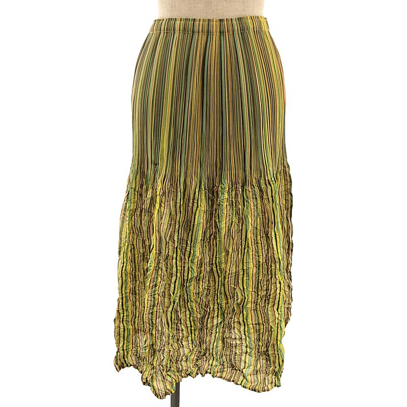 【美品】 PLEATS PLEASE ISSEY MIYAKE / プリーツプリーズイッセイミヤケ | ワッシャー切替 ロングスカート | 3 | マルチカラー | レディース