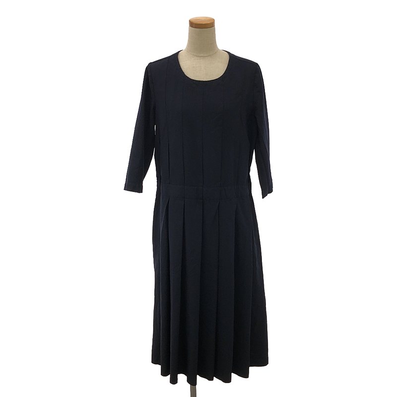 【美品】 COMME des GARCONS COMME des GARCONS / コムコム | 2016AW | ポリエステル 縮絨 バックジップ ワンピース | S | ネイビー | レディース