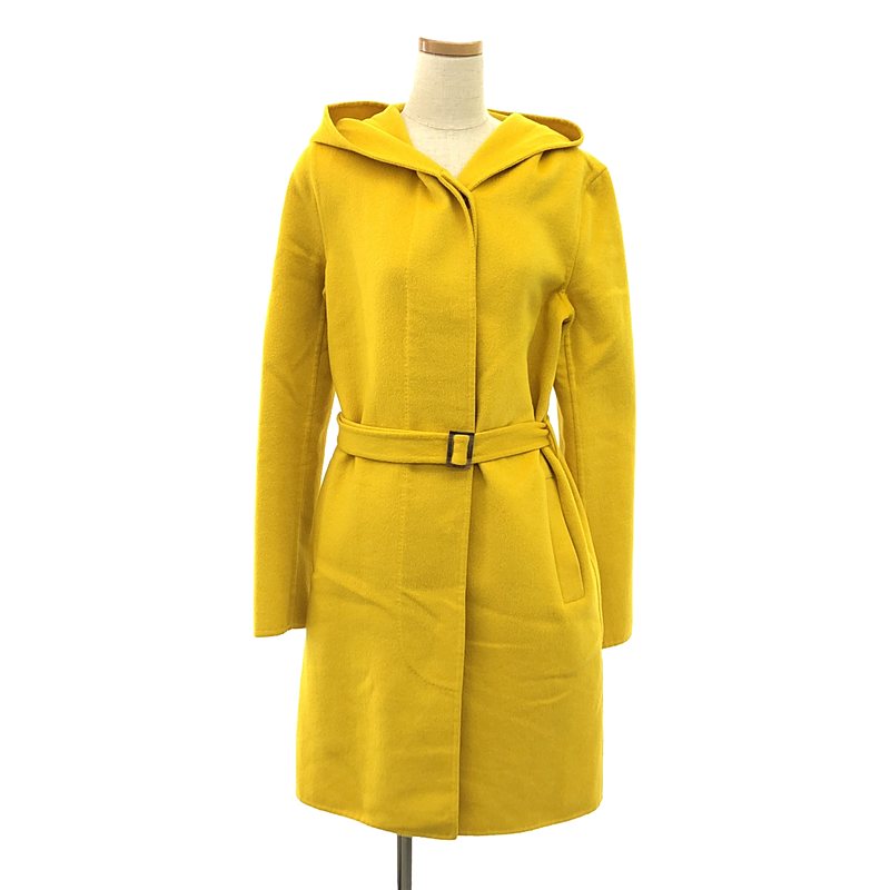 JIL SANDER / ジルサンダー | アンゴラ ウール フーデッド ロングコート | 36 | イエロー | レディース