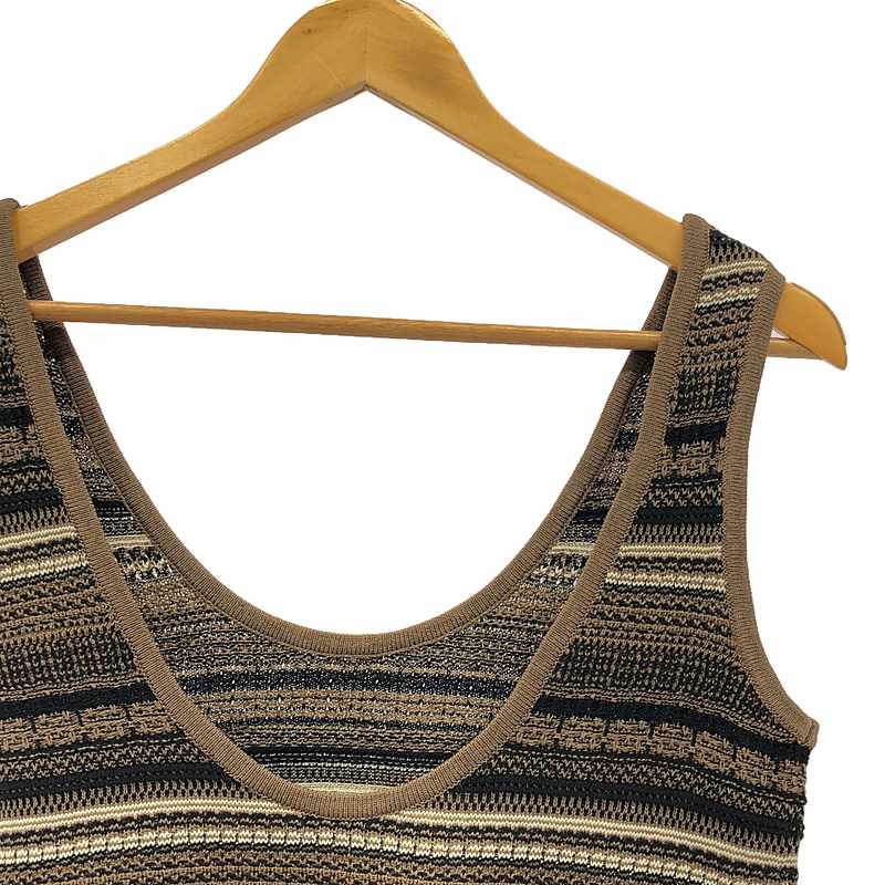 【美品】 PROTAGONISTA / プロタゴニスタ | ボーダー ニットタンクトップ | F | ブラウン/ブラック | レディース