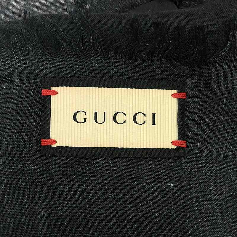 【美品】 GUCCI / グッチ | レーヨン シルク アングリーキャット 大判 ストール | 140×140cm | ブラック