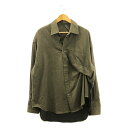 【美品】 MARINA YEE / マリナイー | 2023AW | SHIRT4-Maxi shirt fold 変形フランネルシャツ | M | オリーブ | メンズ