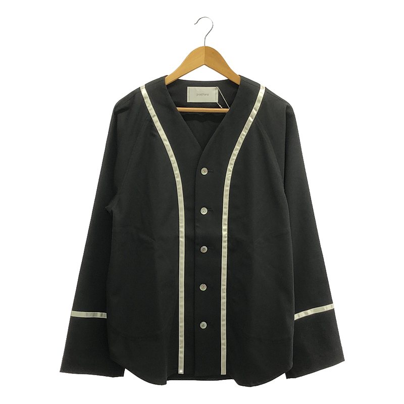 【新品】 prasthana / プラスターナ | glitter base ball shirt / シャツ | M | ブラック | メンズ