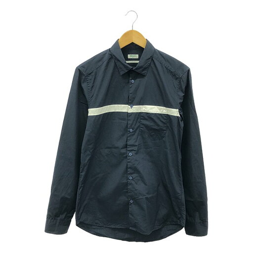 KENZO / ケンゾー | SLIM FIT テーピング コットン シャツ | 39 (15 1/4) | ネイビー / ホワイト | メンズ KENZO / ケンゾー | SLIM FIT テーピング コットン シャツ | 39 (15 1/4) | ネイビー / ホワイト | メンズ