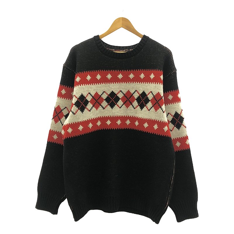 Needles / ニードルス | 2024AW | Crew Neck Sweater - Argyle / アーガイル クルーネックセーター ニット | XL | ブラック/ホワイト/レッド | メンズ