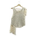 【新品】 DES PRES / デプレ | コットンポリエステルムリネ アシンメトリーフリンジベスト | S | ベージュ/ホワイト | メンズ