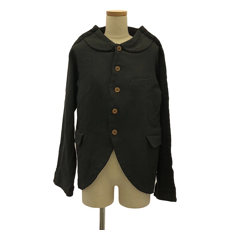 COMME des GARCONS / コムデギャルソン | 2012AW | ポリエステル 縮絨 丸襟 インサイドアウト シングルジャケット | M | ブラック | レディース