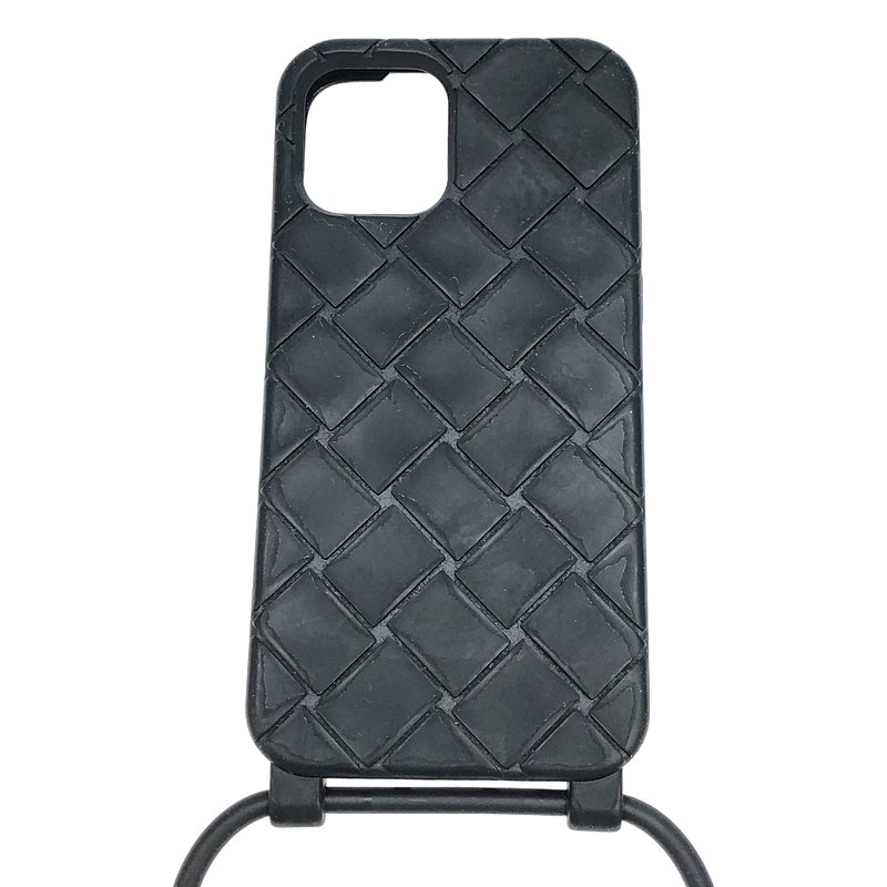 BOTTEGA VENETA / ボッテガヴェネタ | イントレチャート ラバー iphone ショルダー ケース | ブラック