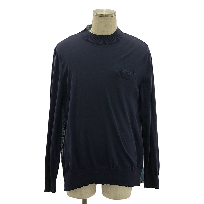 sacai / サカイ | デニム ドッキング ニット プルオーバー | 3 | ネイビー/インディゴ | メンズ(4)