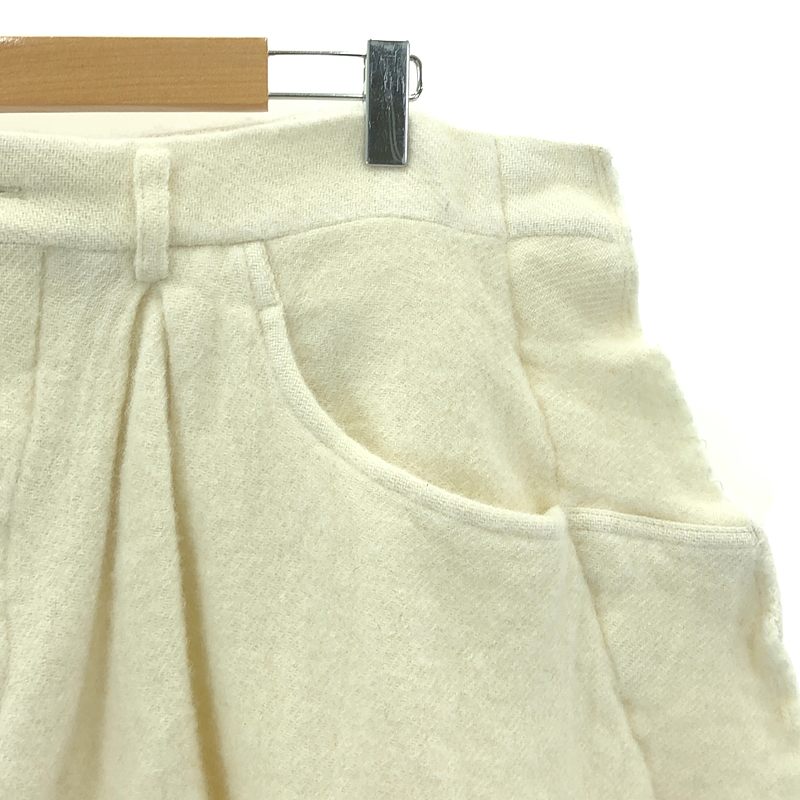 【美品】 COMME des GARCONS HOMME PLUS / コムデギャルソンオムプリュス | 2024AW | ウール 縮絨 変形 インサイドアウト タック バルーン ワイド ショートパンツ | M | オフホワイト系 | メンズ