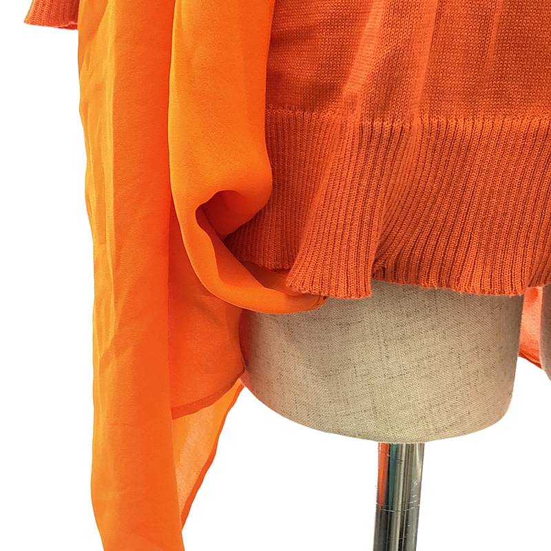 JUNYA WATANABE COMME des GARCONS / ジュンヤワタナベ | 2012SS | 異素材 切替 変形 アシンメトリー ドッキング オーバー ニット | XS | オレンジ | レディース