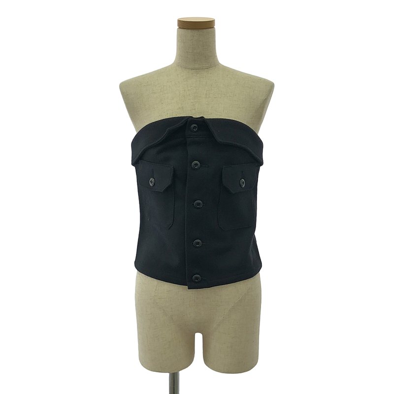 【美品】 HYKE / ハイク | 2024AW | WOOL STRAPLESS TOP / メルトン ウール ビスチェ | 01 | black | レディース