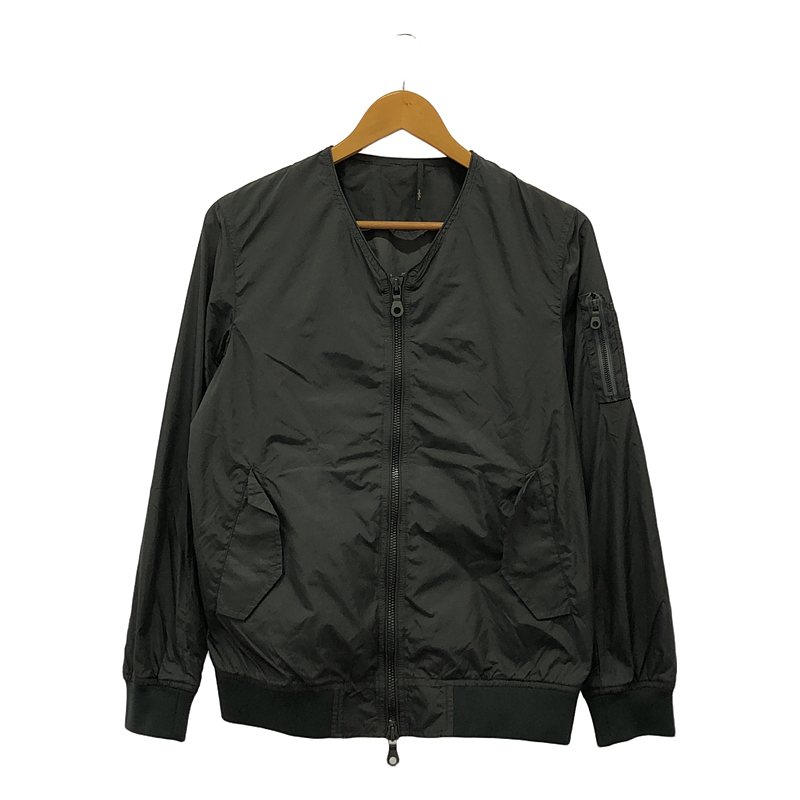 EDIFICE / エディフィス | ノーカラー ナイロン フライトブルゾン | 46 | チャコールブラック | メンズ