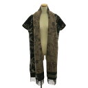 【美品】 Christian Dior / クリスチャンディオール | 2020SS | ウール ジャガード フリンジ ストール ポンチョ | S | チャコールブラック | レディース