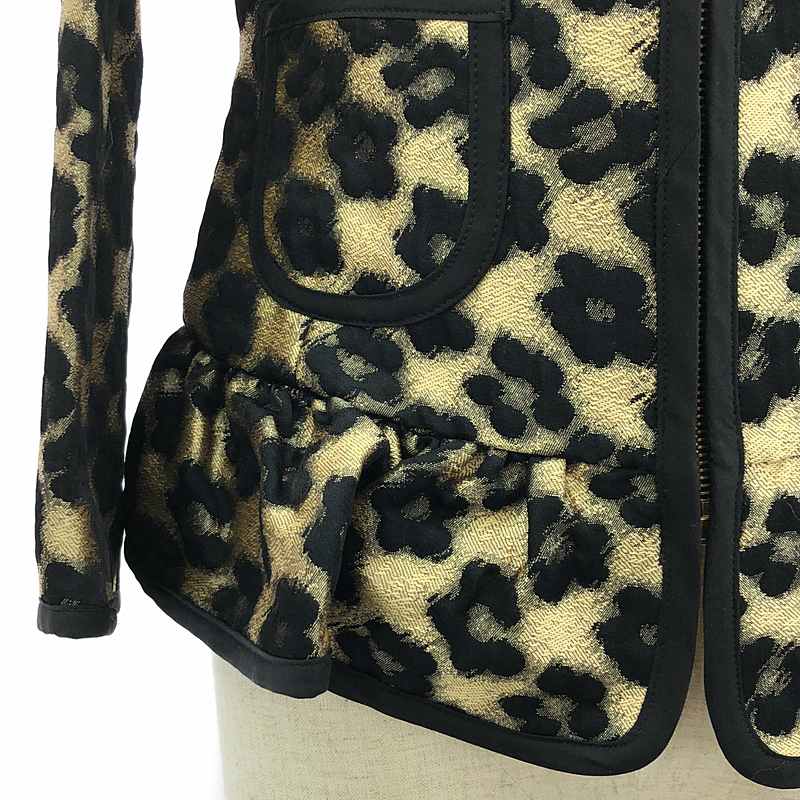 RED VALENTINO / レッドヴァレンティノ | ノーカラー フラワー レオパード ジャケット | 38 | ブラウン/ブラック | レディース