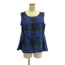mina perhonen ミナペルホネン join ブロックチェックシャツ レディース トップス シャツ ノースリーブ ネイビー 古着