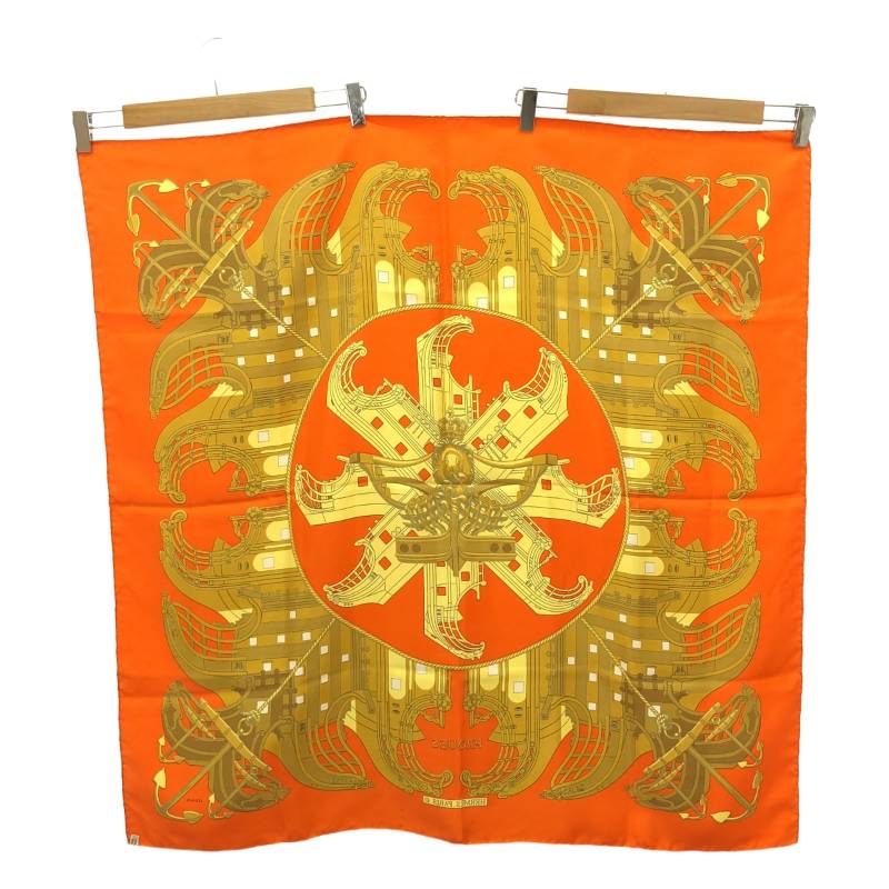 HERMES / エルメス | PROUES プロテウス カレ90 シルク スカーフ | オレンジ