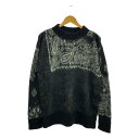 sacai / サカイ | 2022AW | Bandana Jacquard Knit Pullover / モヘヤ ジャガード スリット ニット セーター | 2 | ブラック/グレー | メンズ