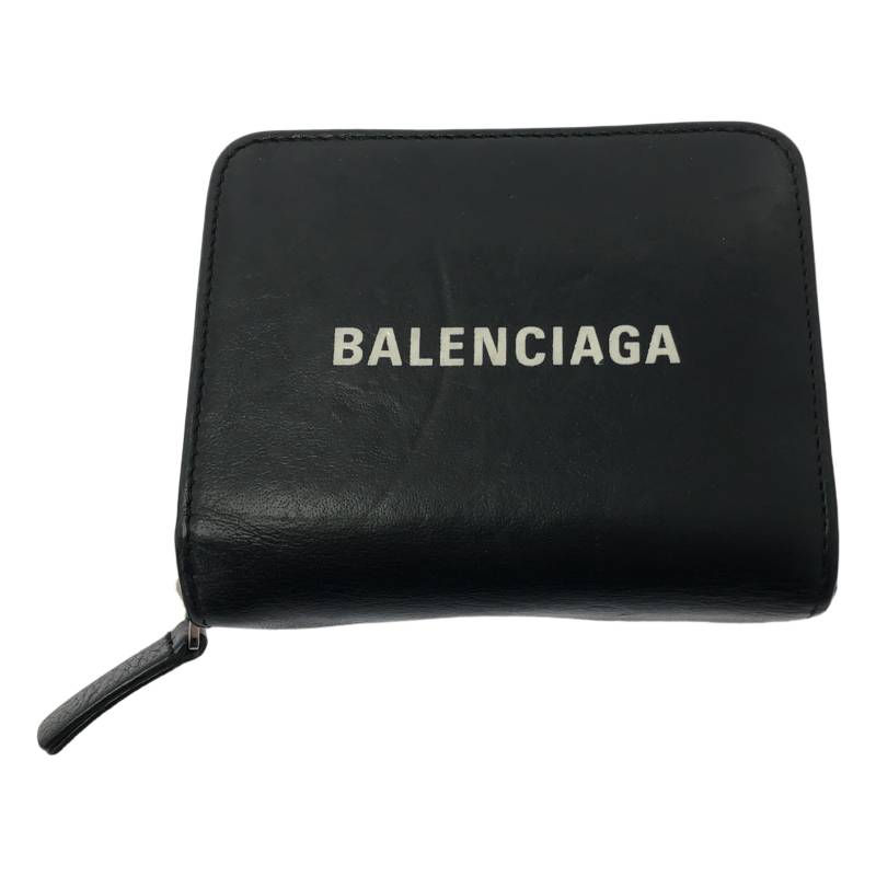 希少✨BALENCIAGA エブリデイ 長財布 ラウンドジップ ロゴ レザー 黒