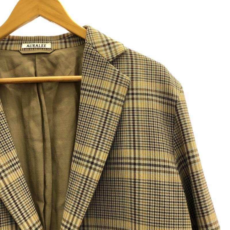 AURALEE / オーラリー | WOOL SERGE CHECK JACKET チェック テーラードジャケット | 4 | ベージュ | メンズ