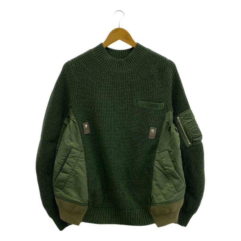 sacai / サカイ | MA-1異素材 切替 ドッキング ワッフル ニット セーター | 2 |