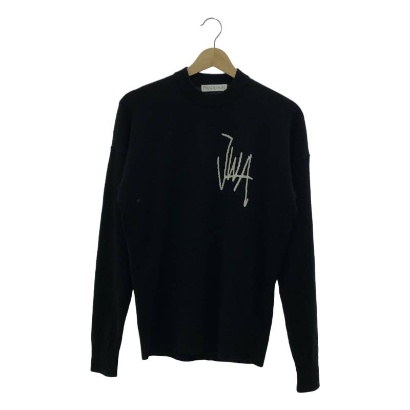 JW Anderson / ジェイダブルアンダーソン | メリノウール ロゴ ニット セーター プルオーバー | XS | black | メンズ