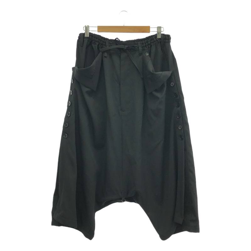 【美品】 YOHJI YAMAMOTO POUR HOMME / ヨウジヤマモトプールオム | 2015SS | ウールギャバジン サイドマルチボタン サルエルパンツ | 2 | ブラック | メンズ