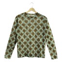 mina perhonen ミナペルホネン petal check / ペタルチェック 総柄 クルーネック カットソー レディース トップス Tシャツ 長袖 ブラウン 古着