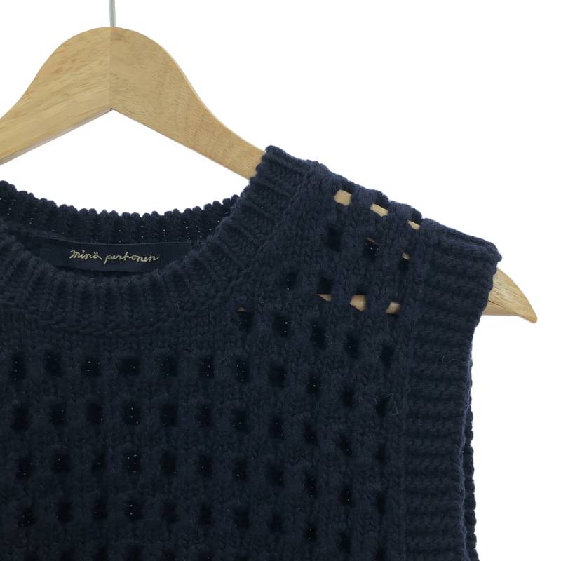 【美品】 mina perhonen / ミナペルホネン | 2021AW | gasse / ニット ベスト プルオーバー | 38 | ネイビー | レディース