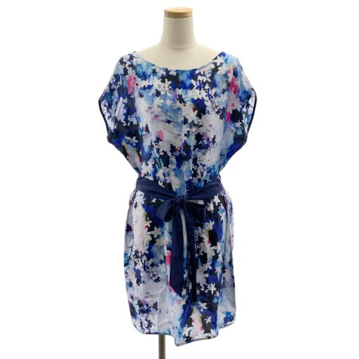 【美品】 Paul Smith / ポールスミス | 総柄 フラワー ベルテッド ドレス ワンピース | 40 | ブルー | レディース 【美品】 Paul Smith / ポールスミス | 総柄 フラワー ベルテッド ドレス ワンピース | 40 | ブルー | レディース