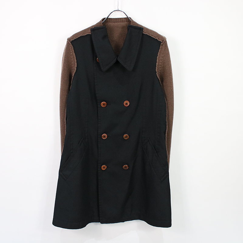COMME des GARCONS / コムコム 2013AW ポリエステル ニット切替フロント製品染めエステル縮絨ジャケット S ブラック レディース