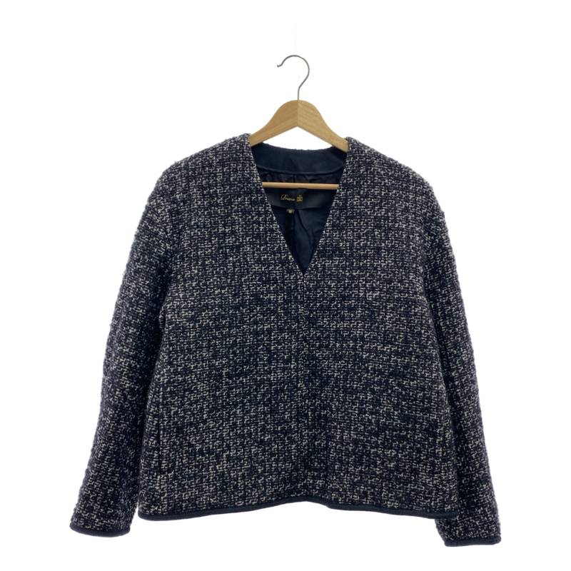 Drawer / ドゥロワー | 2023AW | ツイード Vネックプルオーバーニット セーター | 36 | グレー | レデ..