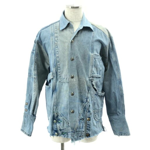 GREG LAUREN / グレッグローレン | OVERALL COLLARED BOXY DENIM / 再構築 デニム オーバー カバーオール ジャケット | 1 | インディゴ | メンズ GREG LAUREN / グレッグローレン | OVERALL COLLARED BOXY DENIM / 再構築 デニム オーバー カバーオール ジャケット | 1 | インディゴ | メンズ