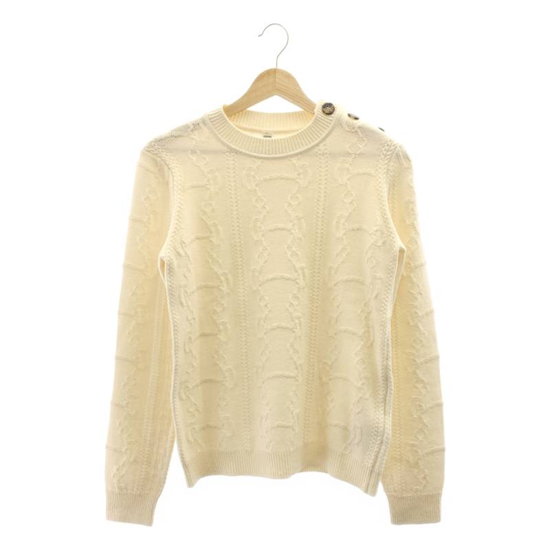 【新品】 HERMES / エルメス | ウール カシミヤ 肩ボタン シェーヌダンクル柄 ニット | 38 | アイボリー | レディース商品詳細情報ブランドHERMES / エルメス商品名ウール カシミヤ 肩ボタン シェーヌダンクル柄 ニ...