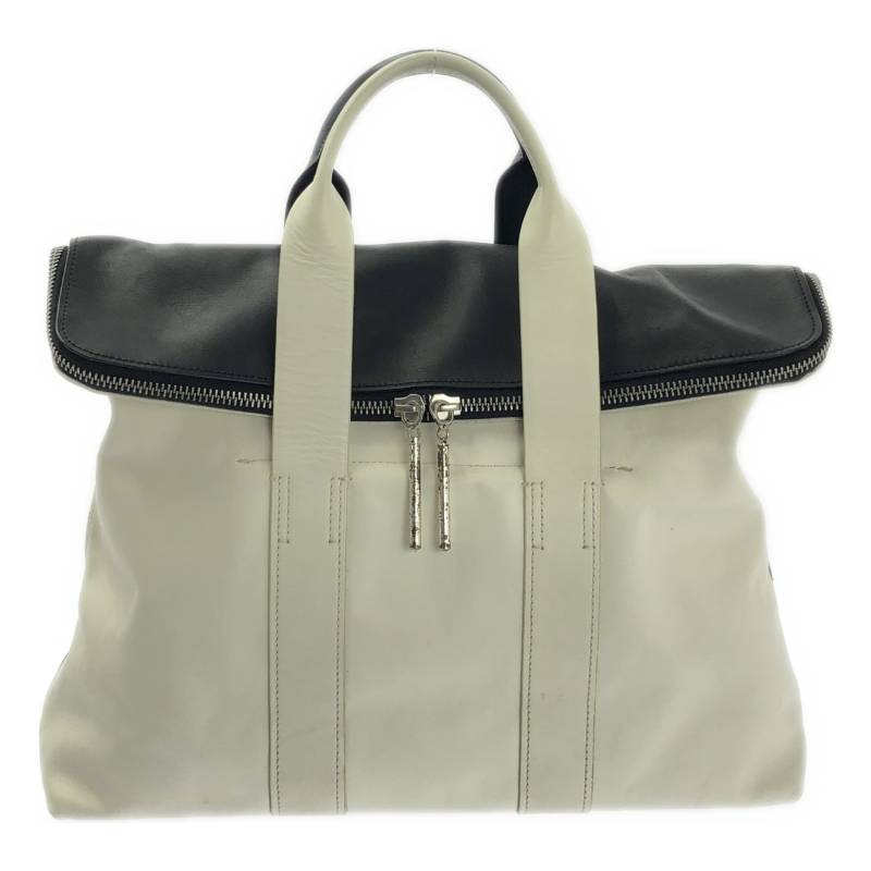 3.1 Phillip Lim / スリーワンフィリップリム | レザー バイカラー ジップ トートバッグ | ホワイト/ブ..