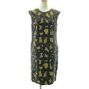 mina perhonen ミナペルホネン leaf リーフ / ノースリーブ パイル ワンピース レディース ワンピース・ドレス ひざ丈スカート グレー / イエロー 古着