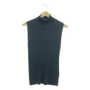 【美品】 AP STUDIO / エーピーストゥディオ | シルク コットン リブ ハイネック スリーブレス ニット | F | ブラック | レディース