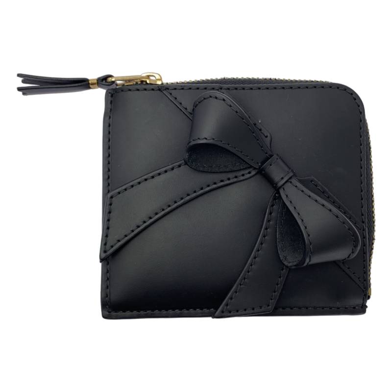 【新品】 COMME des GARCONS / コムデギャルソン | Big Bow ビッグ ボウ / L字ジップ レザー ウォレット 財布 | ブラック | レディース
