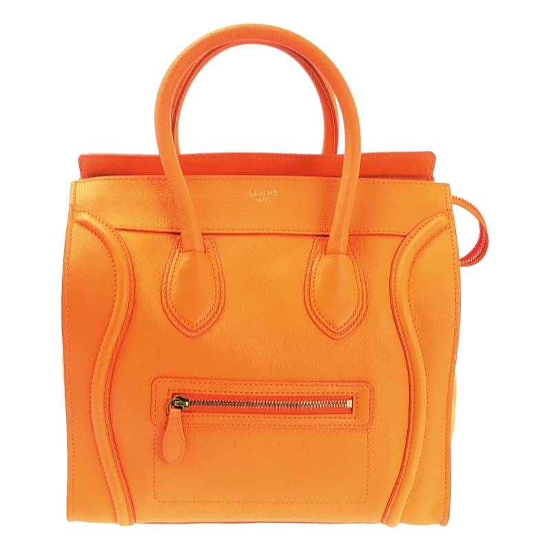 美品) セリーヌ ラゲージ ナノショッパー オレンジ CELINE 2way 【公式