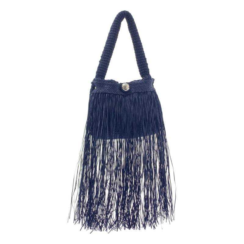 NKNIT / ンニット | long fringe NKNIT bag ロングフリンジ ハンドバッグ | ネイビー | レディース(4)